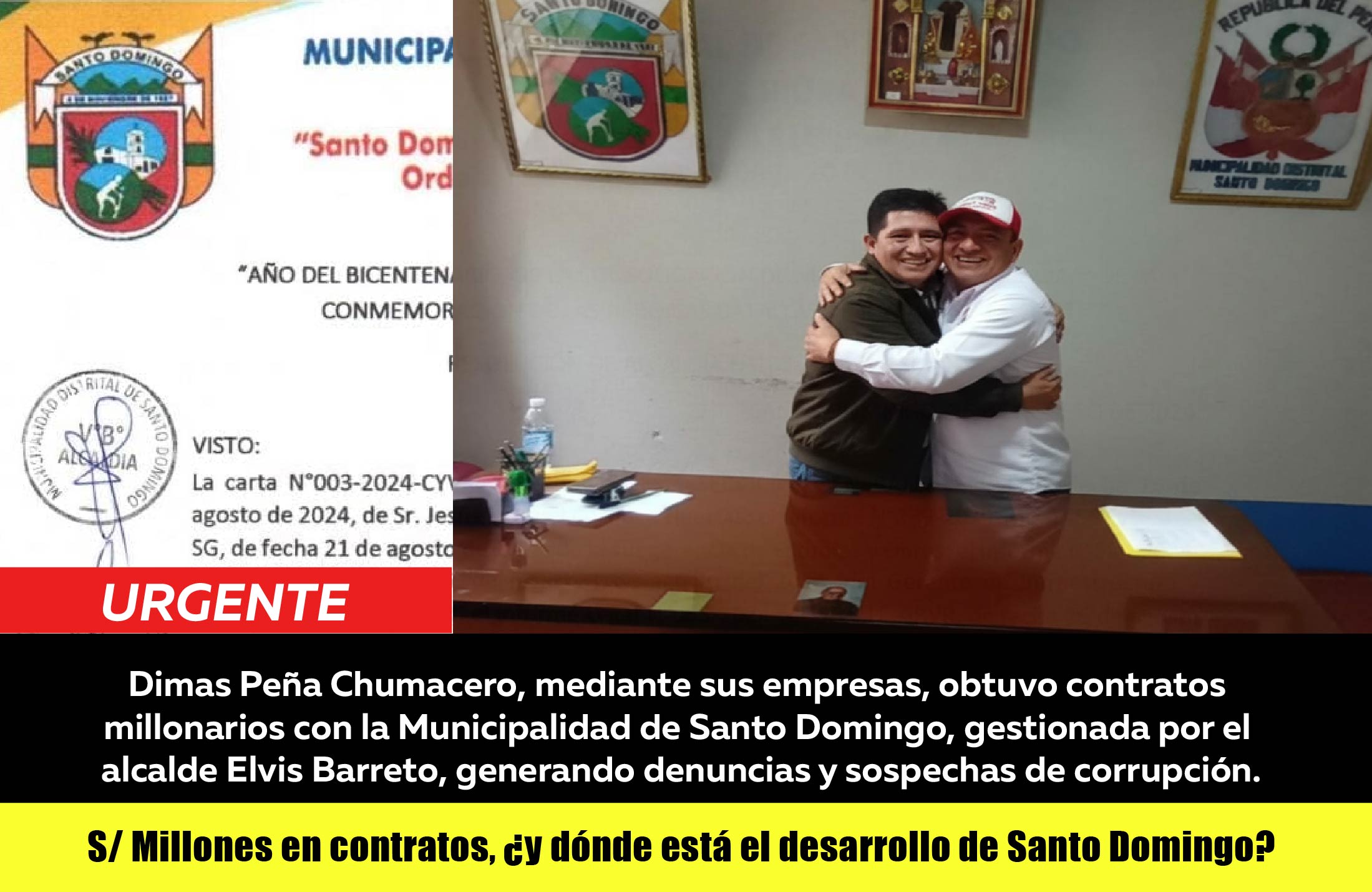Corrupción en la Municipalidad de Santo Domingo: Red de intereses entre Dimas Peña Chumacero y el alcalde de Santo Domingo, Elvis Barreto